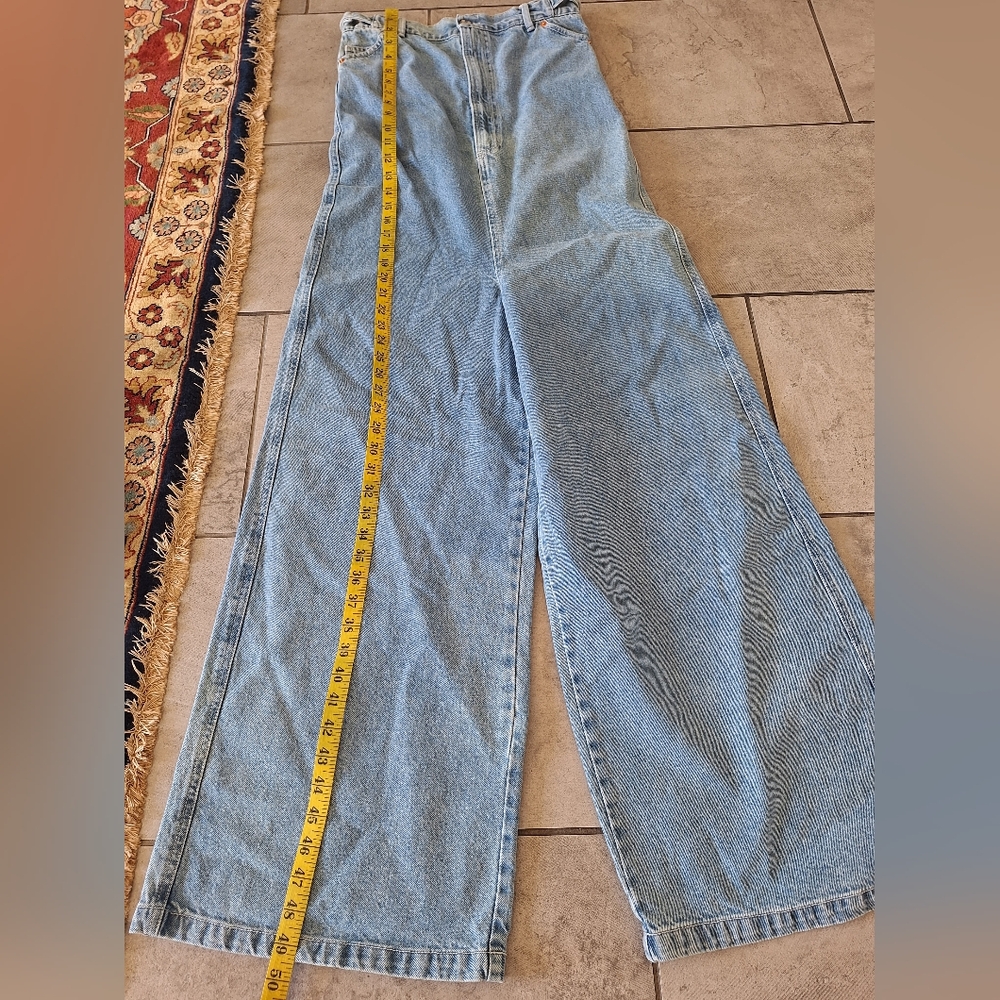 ALOHAS Lola Blue Denim Strapless Wide‎ Leg Jumpsuit Boho Casual Beachy Size M - Picture 5 of 8